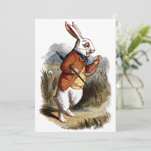 Alice in Wonderland White Rabbit Personalize Aankondiging (Staand voorkant)