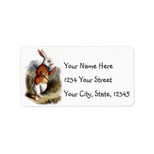 Alice in Wonderland White Rabbit Personalize Etiket