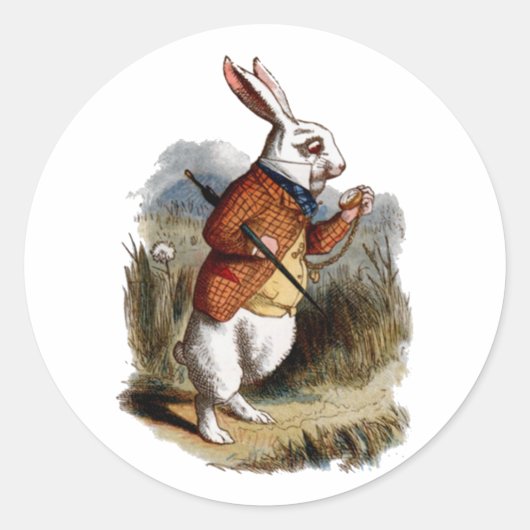 Alice in Wonderland White Rabbit Personalize Ronde Sticker (Voorkant)