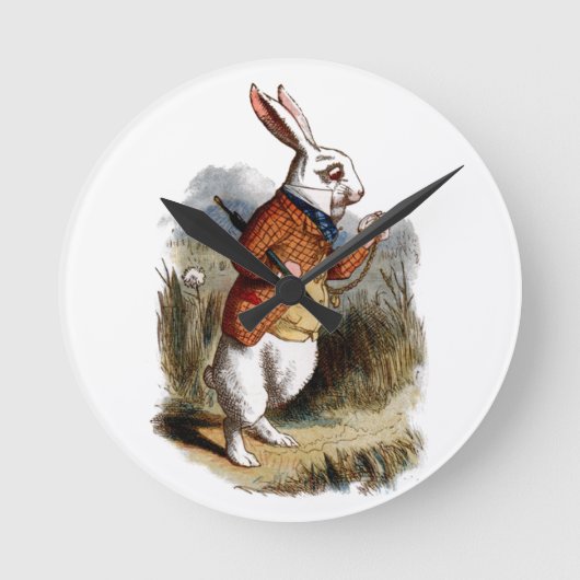 Alice in Wonderland White Rabbit Personalize Wall Ronde Klok (Voorkant)