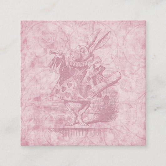 Alice in Wonderland White Rabbit Pink Floral Art Informatiekaartje (Voorkant)