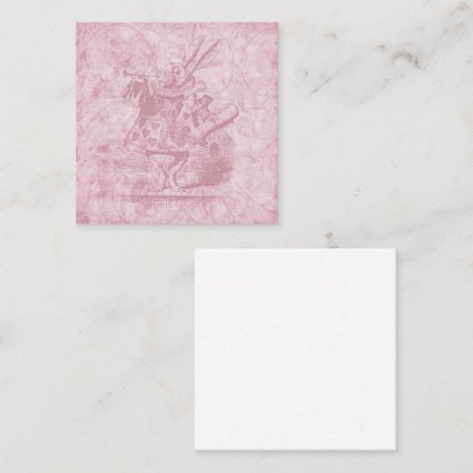 Alice in Wonderland White Rabbit Pink Floral Art Informatiekaartje (Voorkant / Achterkant)
