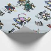 Alice in Wonderland White Rabbit & Red Queen Cat Cadeaupapier (Hoek)