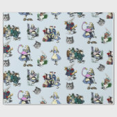 Alice in Wonderland White Rabbit & Red Queen Cat Cadeaupapier (Vlak)