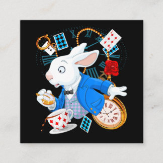 Alice in Wonderland - White Rabbit Vierkante Visitekaartje
