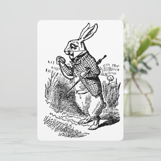 Alice in Wonderland White Rabbit Watch Invitation Kaart (Staand voorkant)