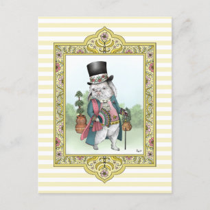 Alice in Wonderland White Rabbit Wearing Clothes Briefkaart