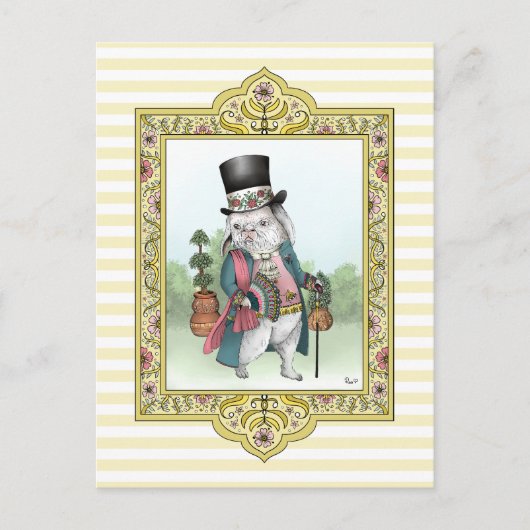 Alice in Wonderland White Rabbit Wearing Clothes Briefkaart (Voorkant)