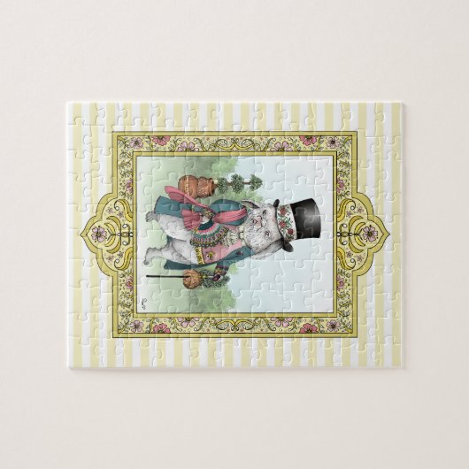 Alice in Wonderland White Rabbit Wearing Clothes Legpuzzel (Horizontaal)