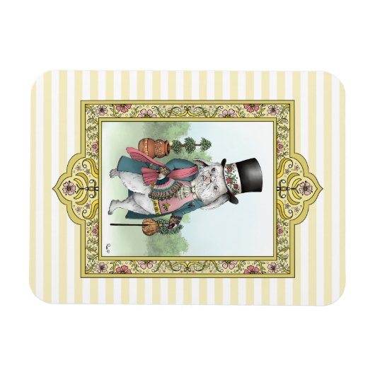 Alice in Wonderland White Rabbit Wearing Clothes Magneet (Horizontaal)