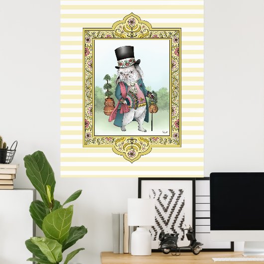 Alice in Wonderland White Rabbit Wearing Clothes Poster (Thuiskantoor)