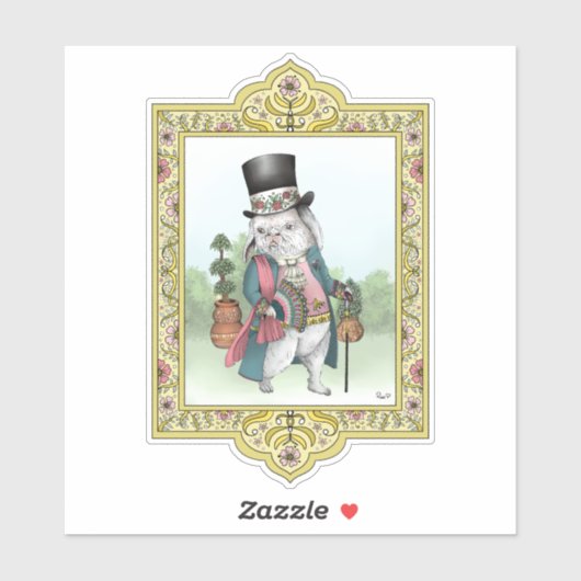 Alice in Wonderland White Rabbit Wearing Clothes Sticker (Vel)