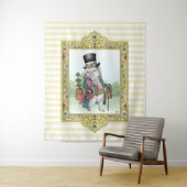 Alice in Wonderland White Rabbit Wearing Clothes Wandkleed (In situ)