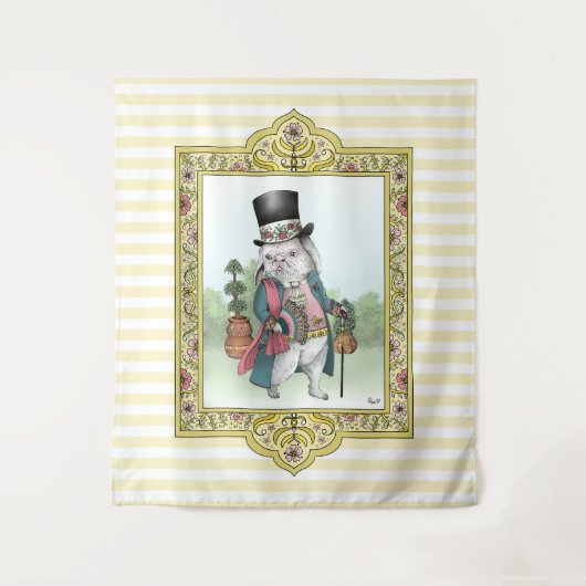 Alice in Wonderland White Rabbit Wearing Clothes Wandkleed (Voorkant)