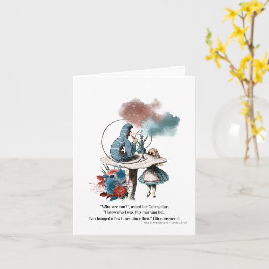 Alice in Wonderland "wie ben je?" Kaart (Gele Bloem)