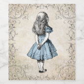 Alice in Wonderland Wijnstokken Sepia Wijnflesje L Wijn Etiket (Enkel label)