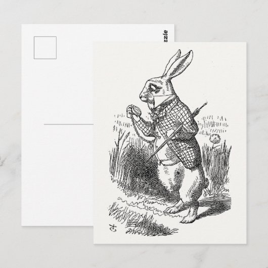 Alice in Wonderland, wit konijn controleert zijn h Briefkaart (Voorkant / Achterkant)