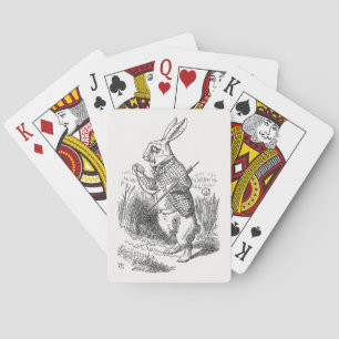 Alice in Wonderland, wit konijn controleert zijn h Pokerkaarten