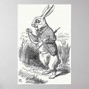 Alice in Wonderland, wit konijn controleert zijn h Poster