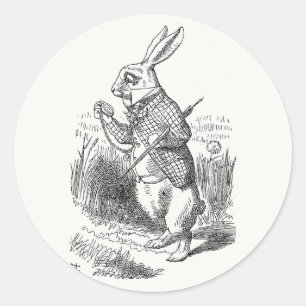 Alice in Wonderland, wit konijn controleert zijn h Ronde Sticker