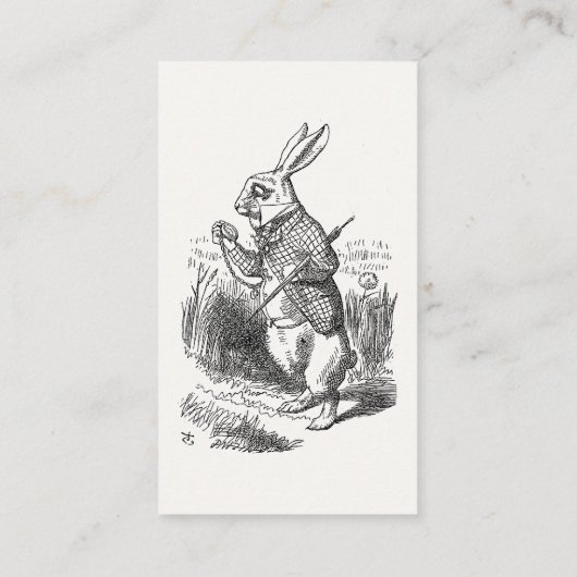 Alice in Wonderland, wit konijn controleert zijn h Visitekaartje (Achterkant)