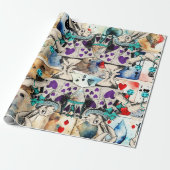 Alice in wonderland wit konijn paarse cadeaupapier (Uitgerold)