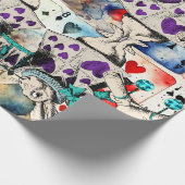 Alice in wonderland wit konijn paarse cadeaupapier (Hoek)