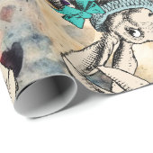 Alice in wonderland wit konijn paarse cadeaupapier (Rol Hoek)