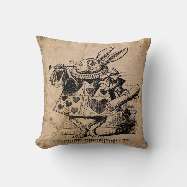 Alice in wonderland, wit konijn Pillow Kussen (Voorkant)
