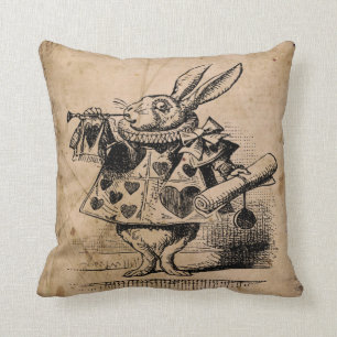 Alice in wonderland, wit konijn Pillow Kussen
