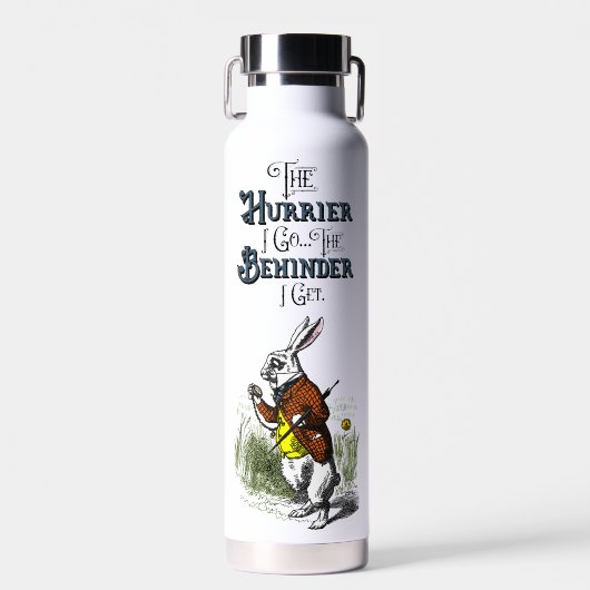 Alice in Wonderland Wit Konijn Volledige Kleur Waterfles (Voorkant)