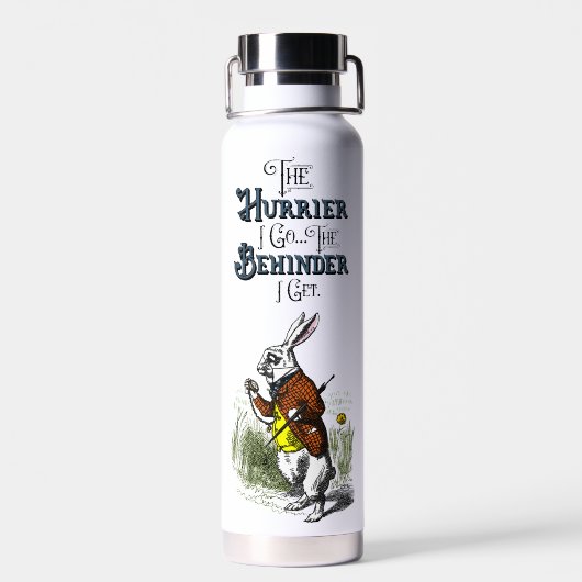 Alice in Wonderland Wit Konijn Volledige Kleur Waterfles (Achterkant)