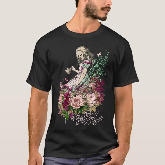 Alice in Wonderland with Tea Time Roses T-shirt (Voorkant)