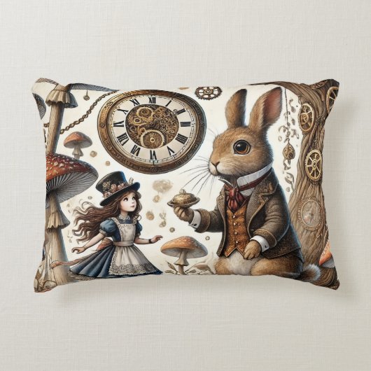 Alice in Wonderland witte konijn Accent Kussen (Voorkant)