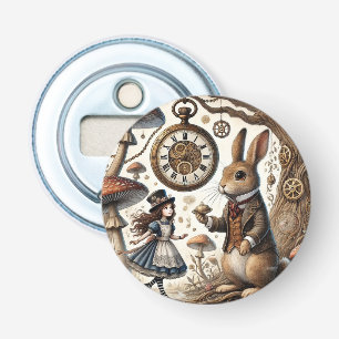 Alice in Wonderland witte konijn Button Flesopener