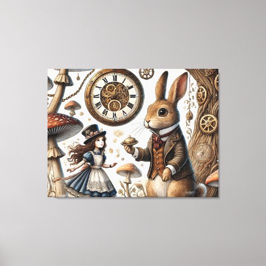 Alice in Wonderland witte konijn Canvas Afdruk (Voorkant)