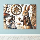 Alice in Wonderland witte konijn Canvas Afdruk (Insitu (Houten vloer))