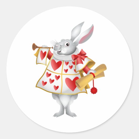 Alice in Wonderland Witte Konijn Herald Ronde Sticker (Voorkant)