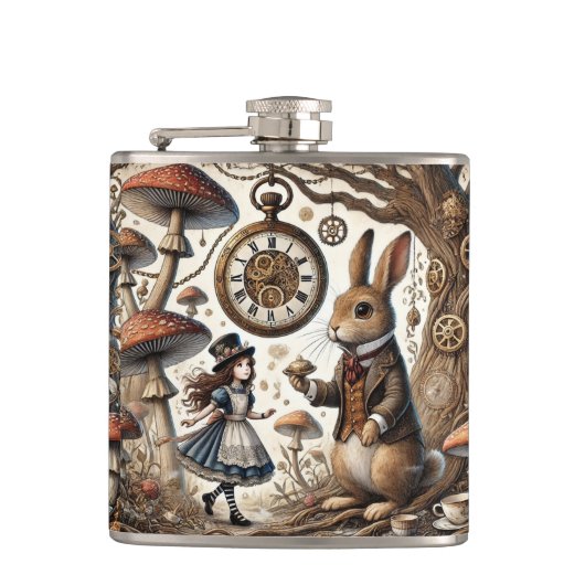 Alice in Wonderland witte konijn Heupfles (Voorkant)