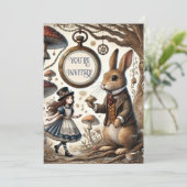 Alice in Wonderland witte konijn Kaart (Staand voorkant)