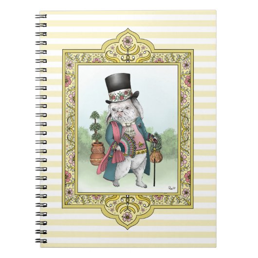 Alice in Wonderland Witte Konijn met Kleren aan Notitieboek (Voorkant)