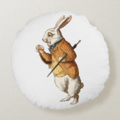   Alice in Wonderland - Witte Konijn Rond Kussen (Achterkant)