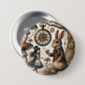Alice in Wonderland witte konijn Ronde Button 7,6 Cm (Voorkant /achterkant)