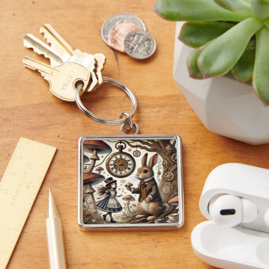 Alice in Wonderland witte konijn Sleutelhanger (Bureau)