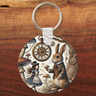 Alice in Wonderland witte konijn Sleutelhanger