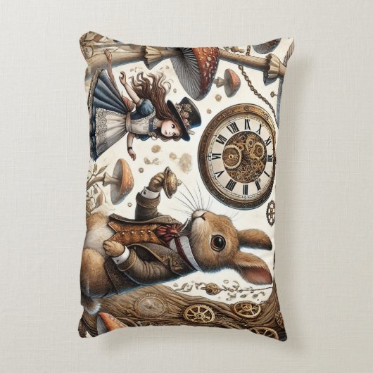 Alice in Wonderland Witte Konijn thee Kunst Accent Kussen (Achterkant (Verticaal))