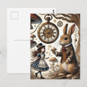 Alice in Wonderland Witte Konijn thee Kunst Briefkaart (Voorkant / Achterkant)