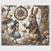 Alice in Wonderland Witte Konijn thee Kunst Cadeaupapier (Vlak)