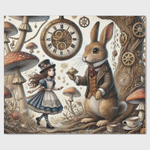 Alice in Wonderland Witte Konijn thee Kunst Cadeaupapier