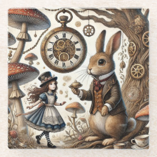Alice in Wonderland Witte Konijn thee Kunst Glazen Onderzetter